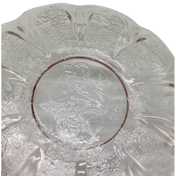 Pink Depression Glass Coffee Cups Saucers Cherry Blossom Jeannette Glass 3 Vtg - Picture 15 of 15